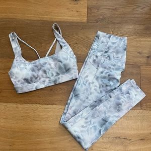 Athleta Salutation Stash Tight and Exhale Bra SET in Hera Abstract Gray  (XS)